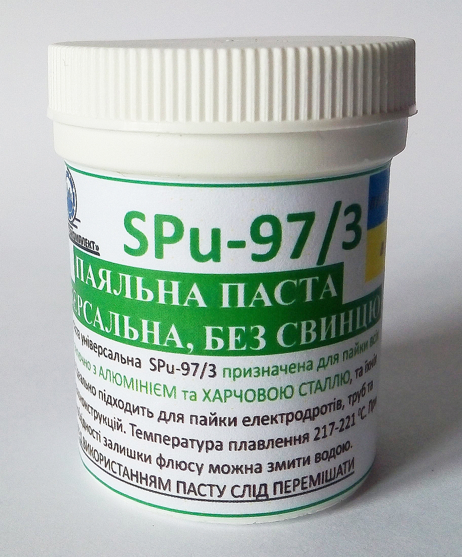 Бессвинцовая паяльная паста (припой + флюс) SPu-97/3 (150г) ИнтерТехКомплект